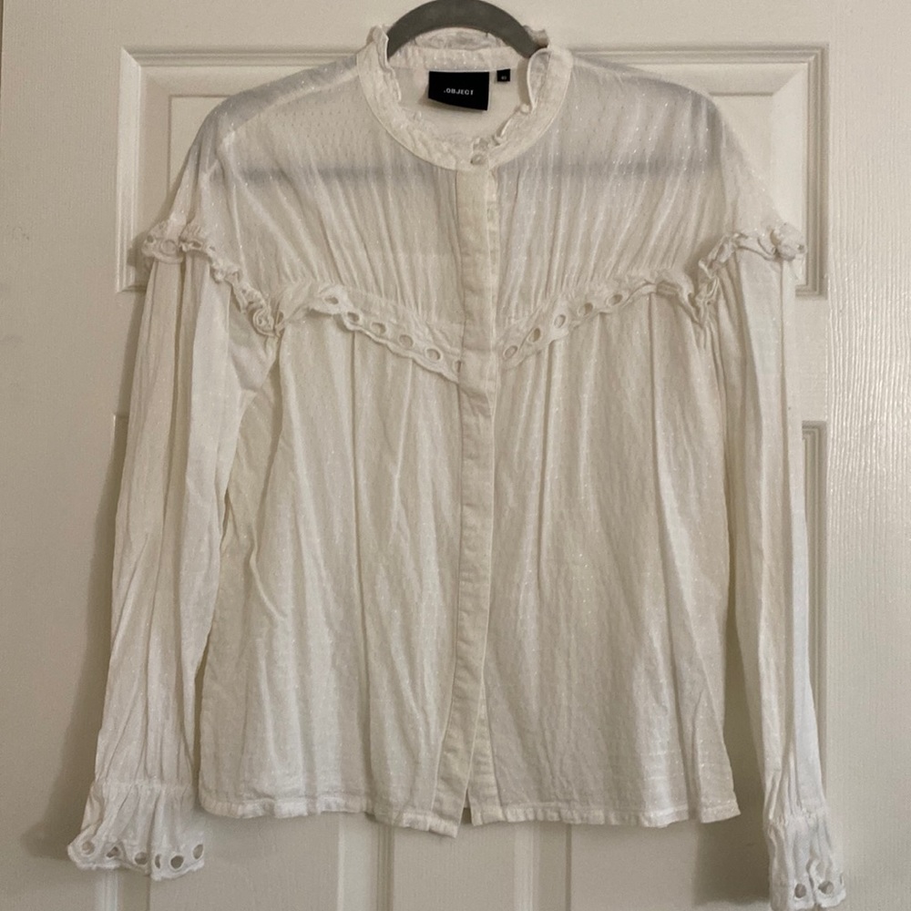 Prairie Blouse with ruffle crochet trims! Sz. Large / EU sz. 40 - worn once!